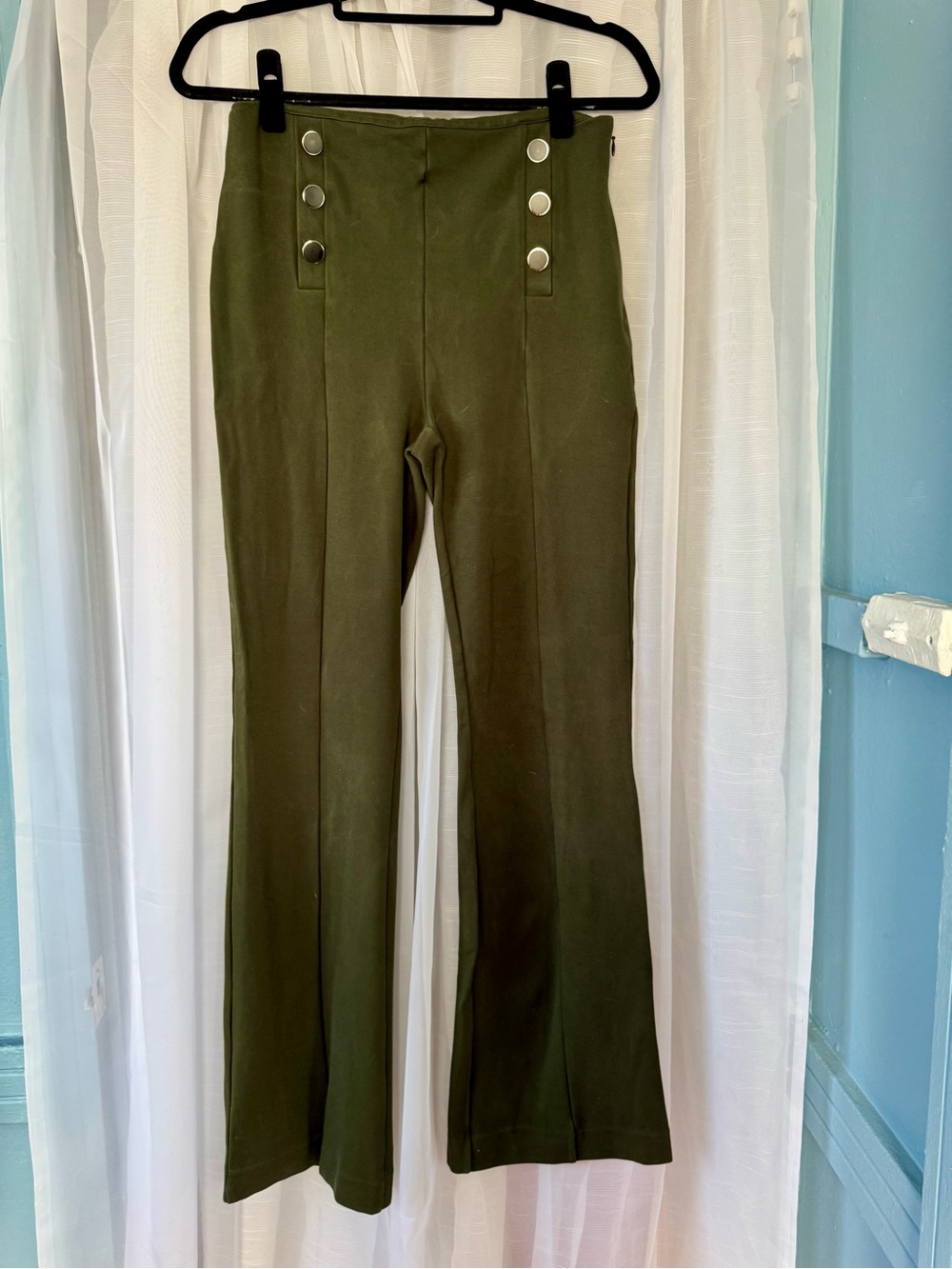 Ann Taylor Olive Green Boot-Cut Sailor Pants